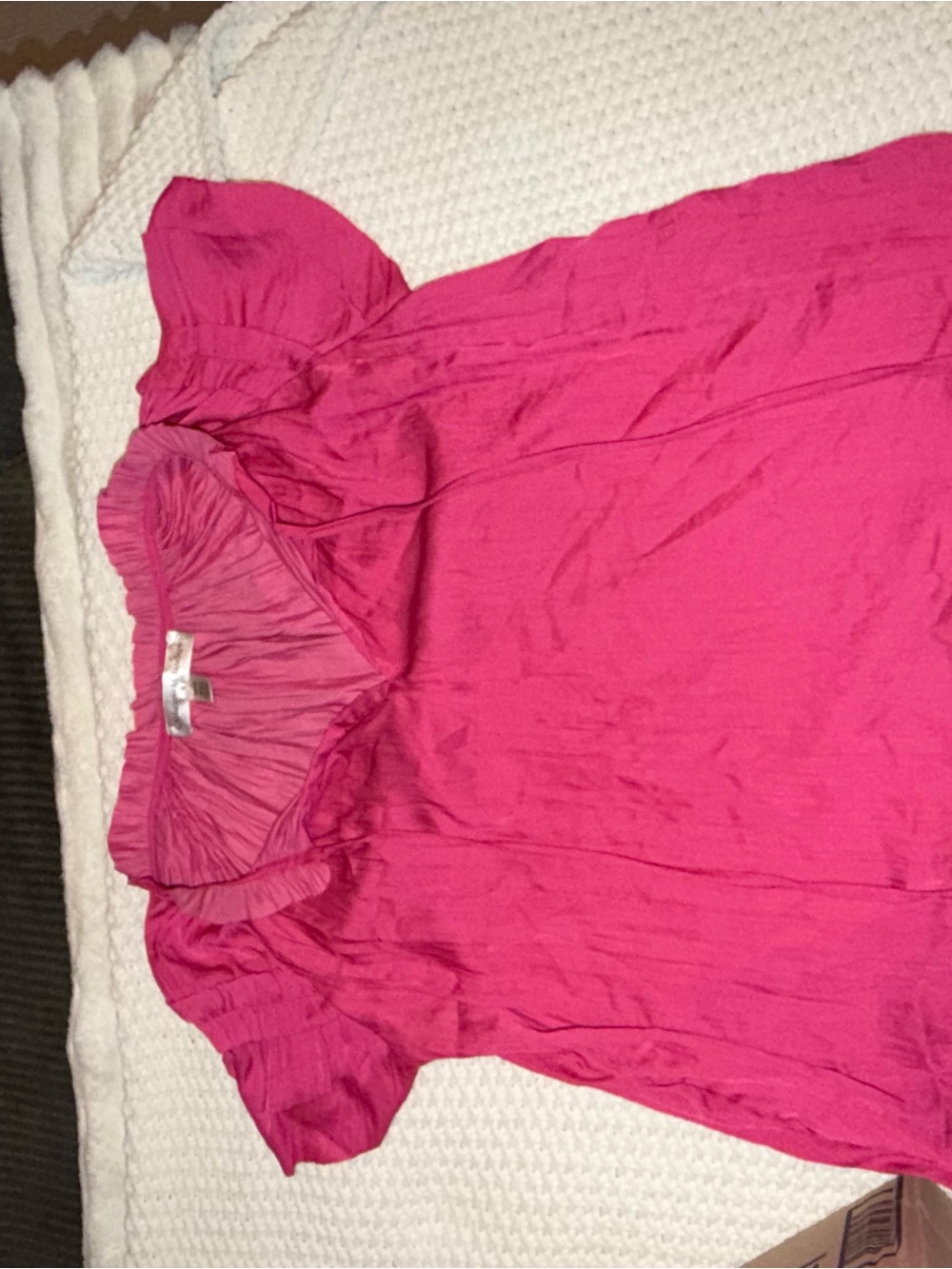 Catherine Malandrino Bright Fuchsia Short Sleeve Scoop Neck Top